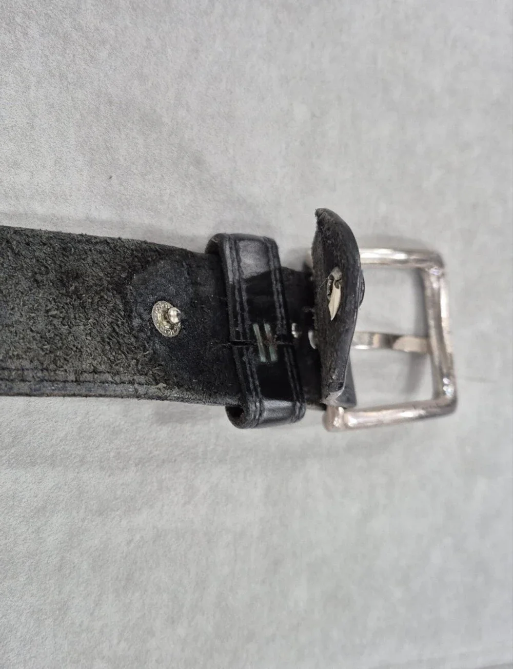 Red Wing Shoes belt men's 32 black leather solid brass silver buckle